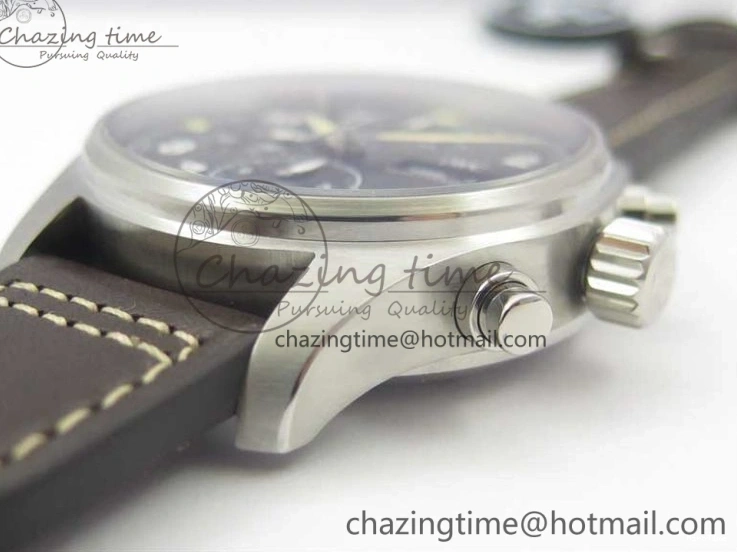 MIROTIME 1221 Pilot Chrono Spitfire IW387903 SS ZF 1:1 Best Edition Black Dial on Brown Leather Strap A OdorResistant 7127